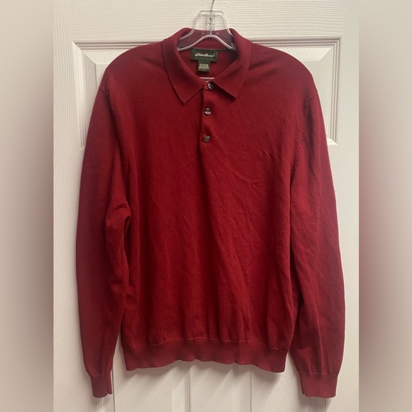 Eddie Bauer Men’s Cashmere/Cotton Blend Pullover Button Sweater Size Large - Picture 1 of 5